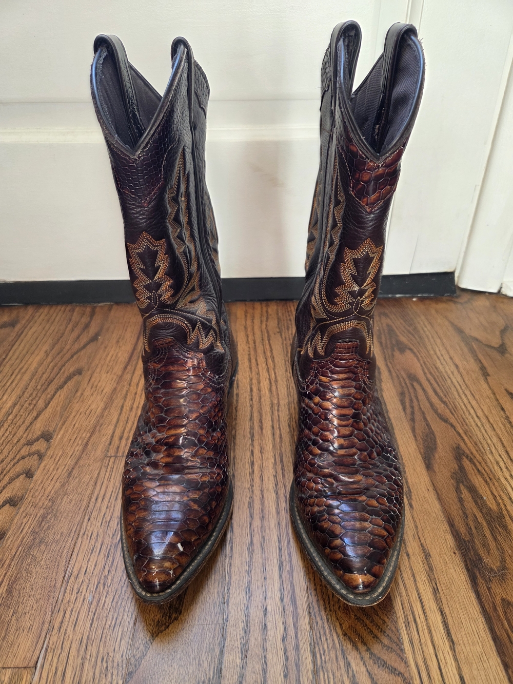Abilene US 7.5 Genuine Leather Western Cowboy Boots | Exotic Snakeskin Brown